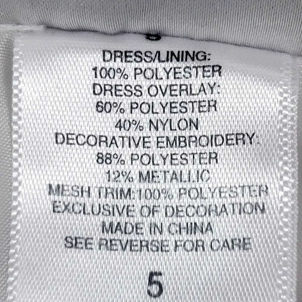 Girls Youngland White and Gold Sheer Multi-layered‎ Dress Size 5